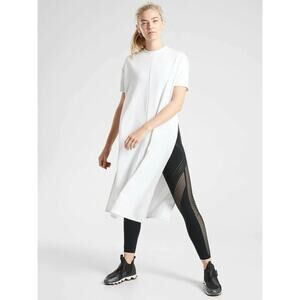 Athleta Sedona White Sweatshirt Midi Dress Sz. Medium NWT Yoga Athleisure